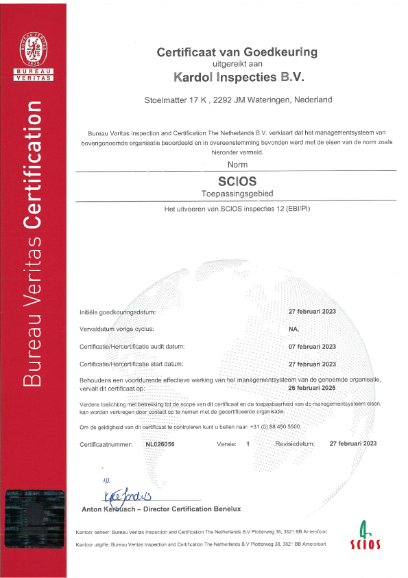 Scios Scope 8 en 10 Diploma - Kardol Inspecties - 2024